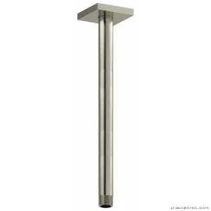 12-Inch Ceiling Mount Shower Arm with Square Escutcheon - Brushed Nickel Finish