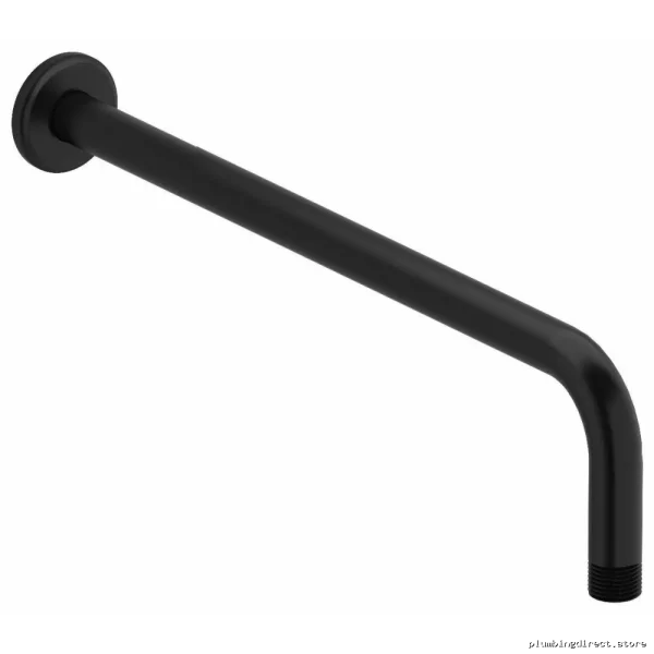 Black 16 Inch Wall Mount Shower Arm with Round Cover Plate 554BK