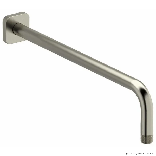 16-Inch Brushed Nickel Wall-Mount Shower Arm with Square Escutcheon
