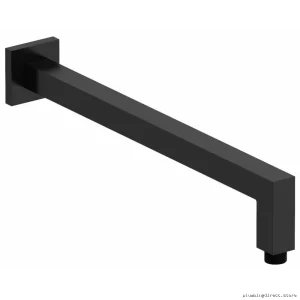 16in Wall-Mount Shower Arm with Square Escutcheon - Secure Fit Black 543BK RIOBEL