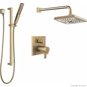 17T Series Square Shower Kit w/ Stops | Champagne Bronze Finish DF-KIT25-THSCZ-WS Delta