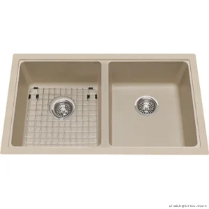 2-Bowl Undermount Granite Kitchen Sink in Champagne Finish - Kindred