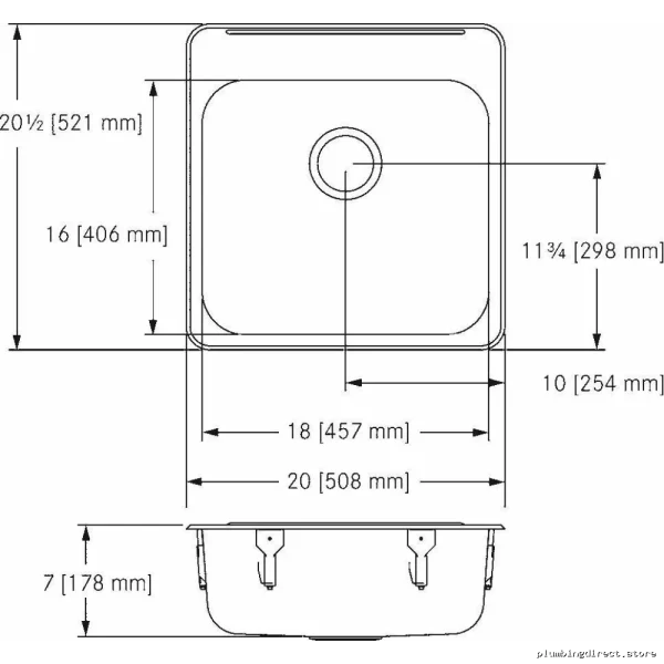 20 Inch Single Bowl Drop-In Kitchen Sink - Stainless Steel Franke LBS6807-1-1 - Image 2