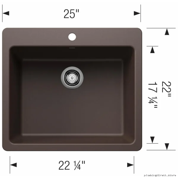 Liven 25in Single Bowl Dual Mount Kitchen Sink - Café 403655 Blanco - Image 2
