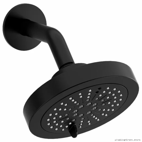 6 Black Round Shower Head with Dual Spray - Water Saving 1.8 GPM