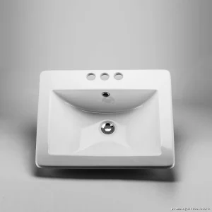 Acritec White Drop-In Ceramic Bathroom Sink - 4cc Model 36864