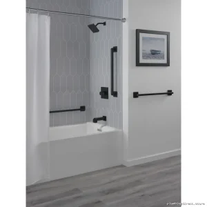 ADA Compliant Modern Angular Grab Bar - Decorative Design, Matte Black 41924-BL Delta