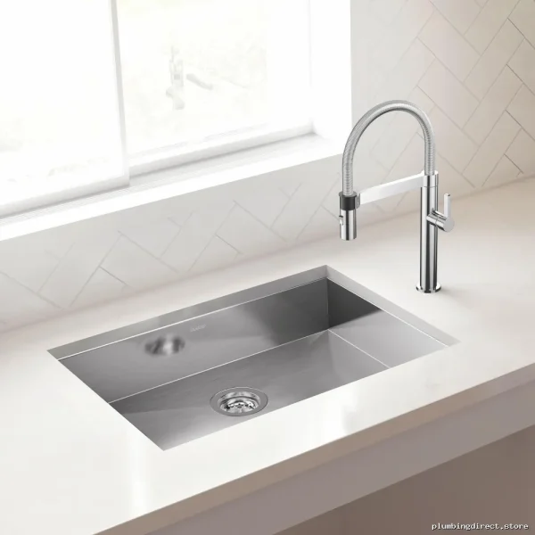 Quatrus R0 ADA-Compliant Undermount Single Bowl Kitchen Sink – Satin Finish Model #Blanco - Image 2