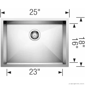 Quatrus R0 ADA-Compliant Undermount Single Bowl Kitchen Sink – Satin Finish Model #Blanco