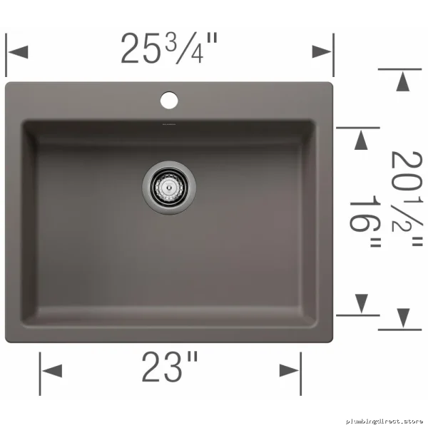 Precis 1 Bowl Dual Mount Silgranit Kitchen Sink ADA Compliant Volcano Gray 402924
