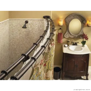 Adjustable Curved Double Bathroom Shower Rod - Old World Bronze Moen DN2141OWB