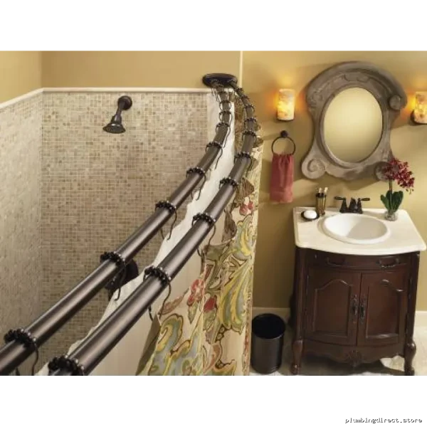 Adjustable Curved Double Bathroom Shower Rod - Old World Bronze Moen DN2141OWB