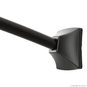 Adjustable Curved Shower Bar in Matte Black Finish – Easy Installation