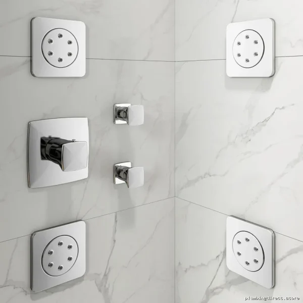 Adjustable Kalia Body Jet System – Modern Chrome Rnd & Sq Trims Included - Image 2