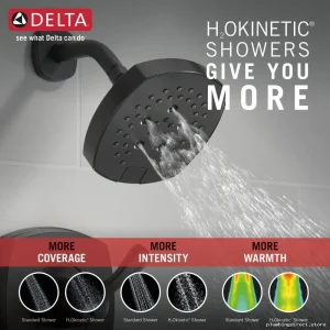 5-Setting Adjustable Shower Head with H2Okinetic Technology - Matte Black Delta Model 52663-BL