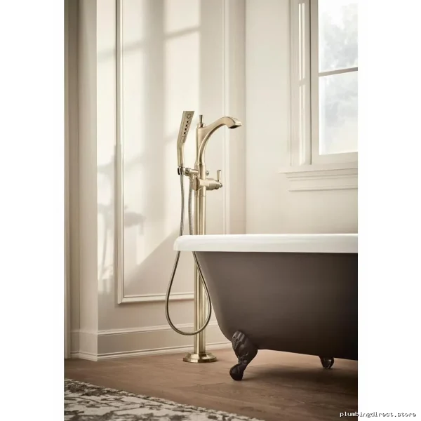 Dorval Handle-Free Floor Mount Tub Filler Trim - Champagne Bronze - Image 3