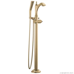 Dorval Handle-Free Floor Mount Tub Filler Trim - Champagne Bronze