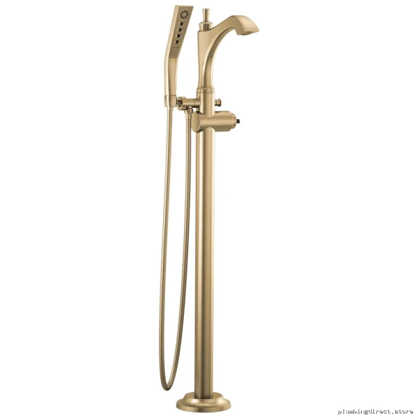 Dorval Handle-Free Floor Mount Tub Filler Trim - Champagne Bronze