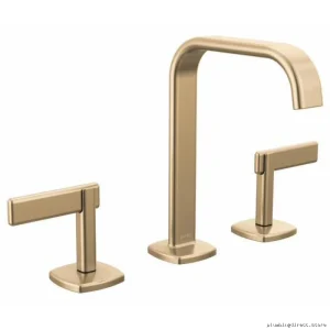 Allaria Modern Widespread Bath Faucet – Square Spout Design | Eco-Friendly Single Handle | Luxury Brass Finish