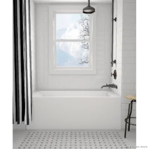 Amala Model 41172 White Alcove Bathtub - 60x30 Size with Right-Hand Drain | Acritec Material