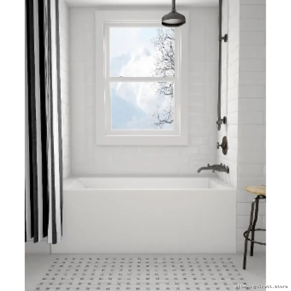 Amala Model 41172 White Alcove Bathtub - 60x30 Size with Right-Hand Drain | Acritec Material