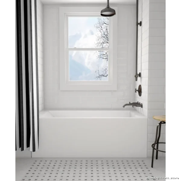 Amala Alcove Bathtub White 60x32 Right-Hand Drain - Model 41174 Acritec