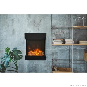 Modern 3-Sided Electric Fireplace with Heating - Amantii Cube25
