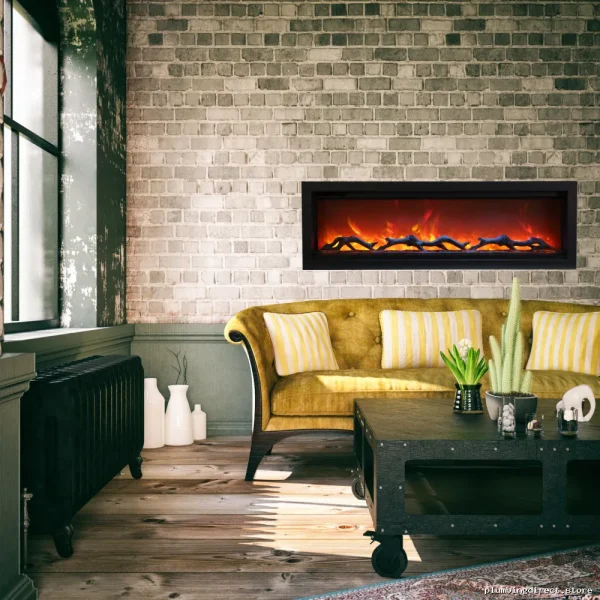 Amantii SYM-50 Electric Built-In Fireplace with Realistic Log Set & Glass Front - Image 4