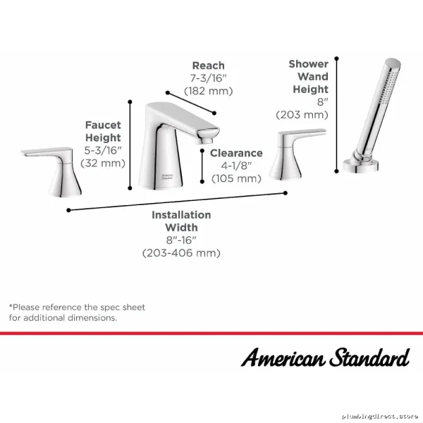 American Standard Brushed Nickel Roman Tub Faucet Trim with Handheld Shower T061901.295
