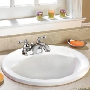 American Standard White Drop-In Bathroom Sink - Cadet Centerset Design