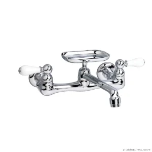 American Standard Heritage Chrome Wall Mount Kitchen Faucet with Built-In Soap Dish
