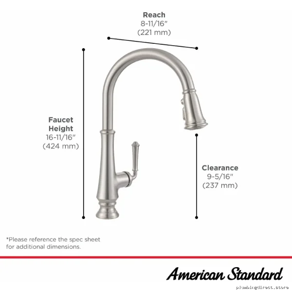 Delancey Chrome Kitchen Faucet with Pulldown Spray - American Standard