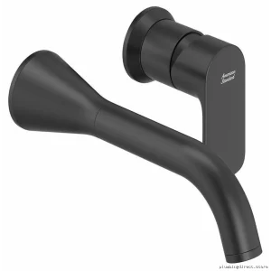 American Standard Matte Black Wall Mount Bathroom Faucet with Grid Drain