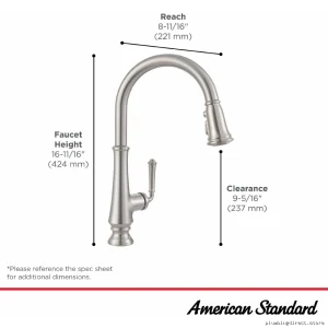 American Standard Polished Nickel Pull-Down Spray Kitchen Faucet Delancey Model