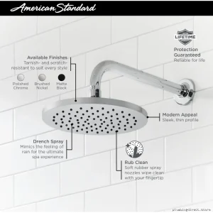 American Standard Studio S 8 High-Flow Rain Shower Head in Chrome