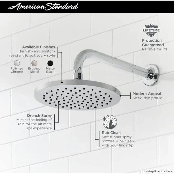 American Standard Studio S 8 Rain Shower Head - Brushed Nickel Finish 1660527295 for Spa-Like Experience - Image 3