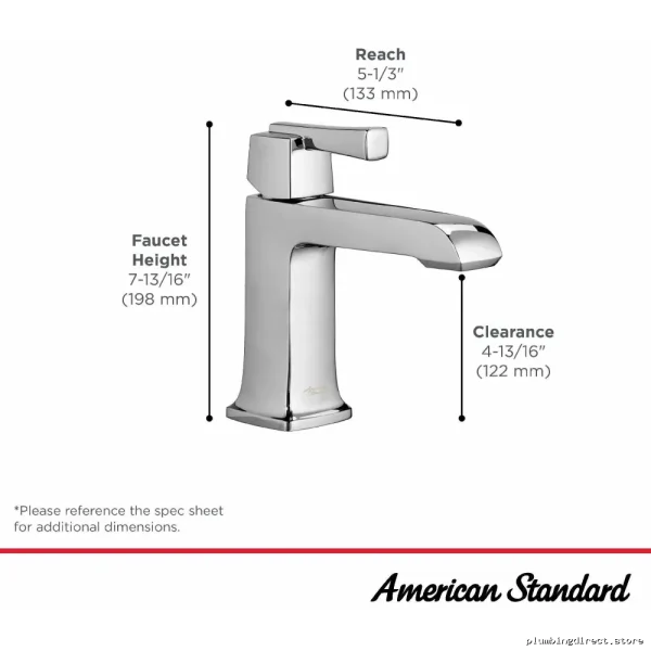 American Standard Townsend Single-Hole Bathroom Faucet - Matte Black Pop-Up Drain - Image 3