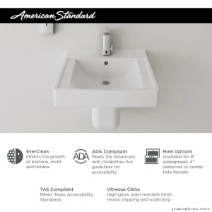 American Standard Wall-Mounted Single-Hole Bathroom Sink in White