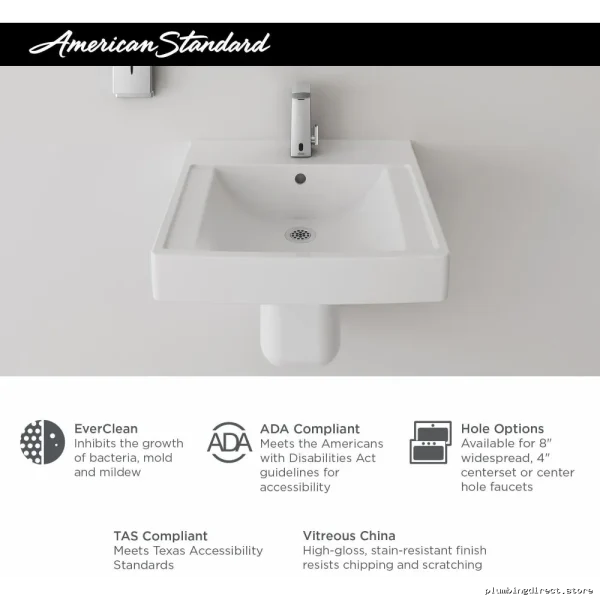 American Standard Wall-Mounted Single-Hole Bathroom Sink in White