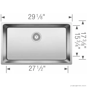 Andano U One Super Single Bowl Undermount Sink - Stainless Steel Blanco Model 401566
