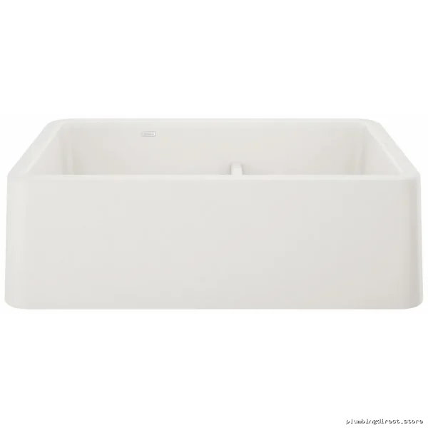 AprnFrontWhteDualBowlSilgrnitSinkLowDivBlanco - Image 2