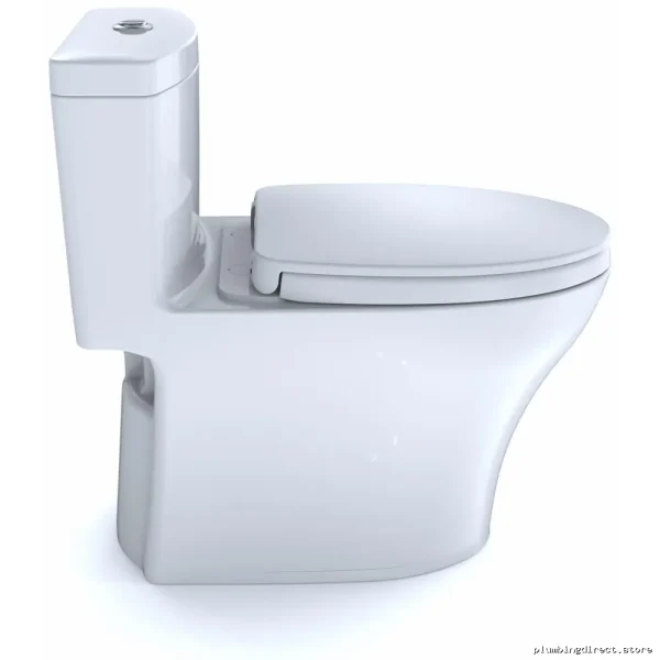 Aquia Tall Elongated Dual Flush 1-Piece Toilet with SoftClose Seat - Cotton White MS646 - Image 3