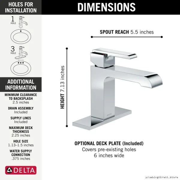 Ara Single-Hole Bathroom Sink Faucet 1.0 GPM Low-Flow Chrome Delta Faucet 567LF