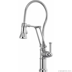 Artesso Brizo Chrome Kitchen Faucet - Articulating Design with Pulldown Spray & Finished Hose 63125LF-PC