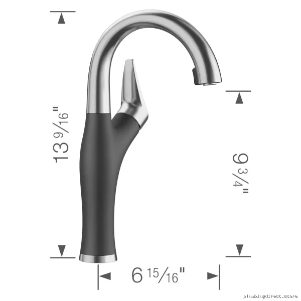 Artona Bar Faucet - Hidden Pull-Down Spray, Stainless Steel & Anthracite Finish - Image 2
