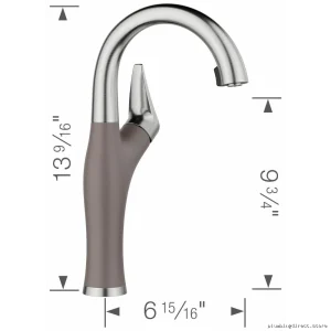 Artona Bar Faucet with Integrated Pulldown Spray - Stainless Steel/Volcano Gray Kitchen Faucet Model 443042