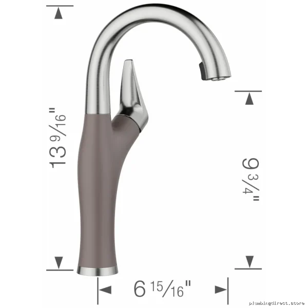 Artona Bar Faucet with Integrated Pulldown Spray - Stainless Steel/Volcano Gray Kitchen Faucet Model 443042