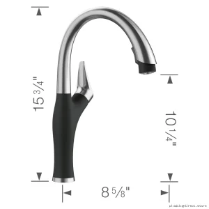 Artona 526401 Blanco Kitchen Faucet – Pulldown Spray in Stainless & Coal Black