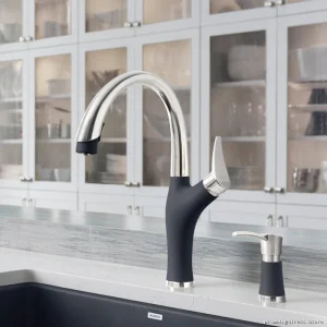 Artona High-Pressure Pulldown Kitchen Faucet - PVD Steel Anthracite Finish Model 442031
