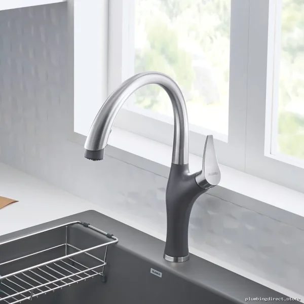Artona Pull Down Kitchen Faucet with Spray Function - Stainless Steel & Matte Black Finish 442033 Blanco - Image 2